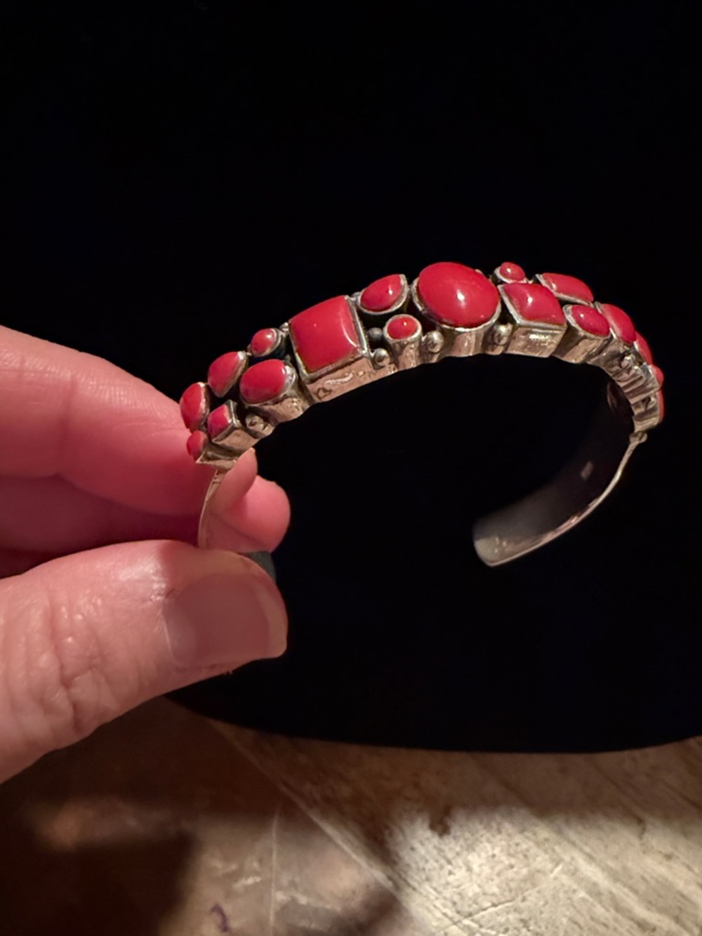 Red Stone Sterling Silver Cuff Bracelet - Women Jewelry